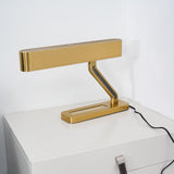 Modern Industrial Brass Table Lamp with Integrated LED and Built in Pen Tray