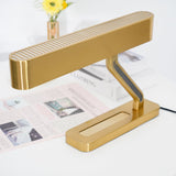 Modern Industrial Brass Table Lamp with Integrated LED and Built in Pen Tray