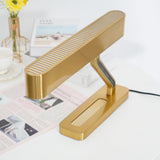 Modern Industrial Brass Table Lamp with Integrated LED and Built in Pen Tray
