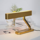 Modern Industrial Brass Table Lamp with Integrated LED and Built in Pen Tray