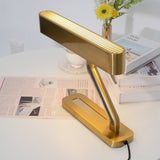 Modern Industrial Brass Table Lamp with Integrated LED and Built in Pen Tray