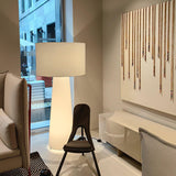 Modern Column White Fabric Floor Lamp Elegant Minimalist Cylinder Standing Light