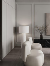 Modern Column White Fabric Floor Lamp Elegant Minimalist Cylinder Standing Light