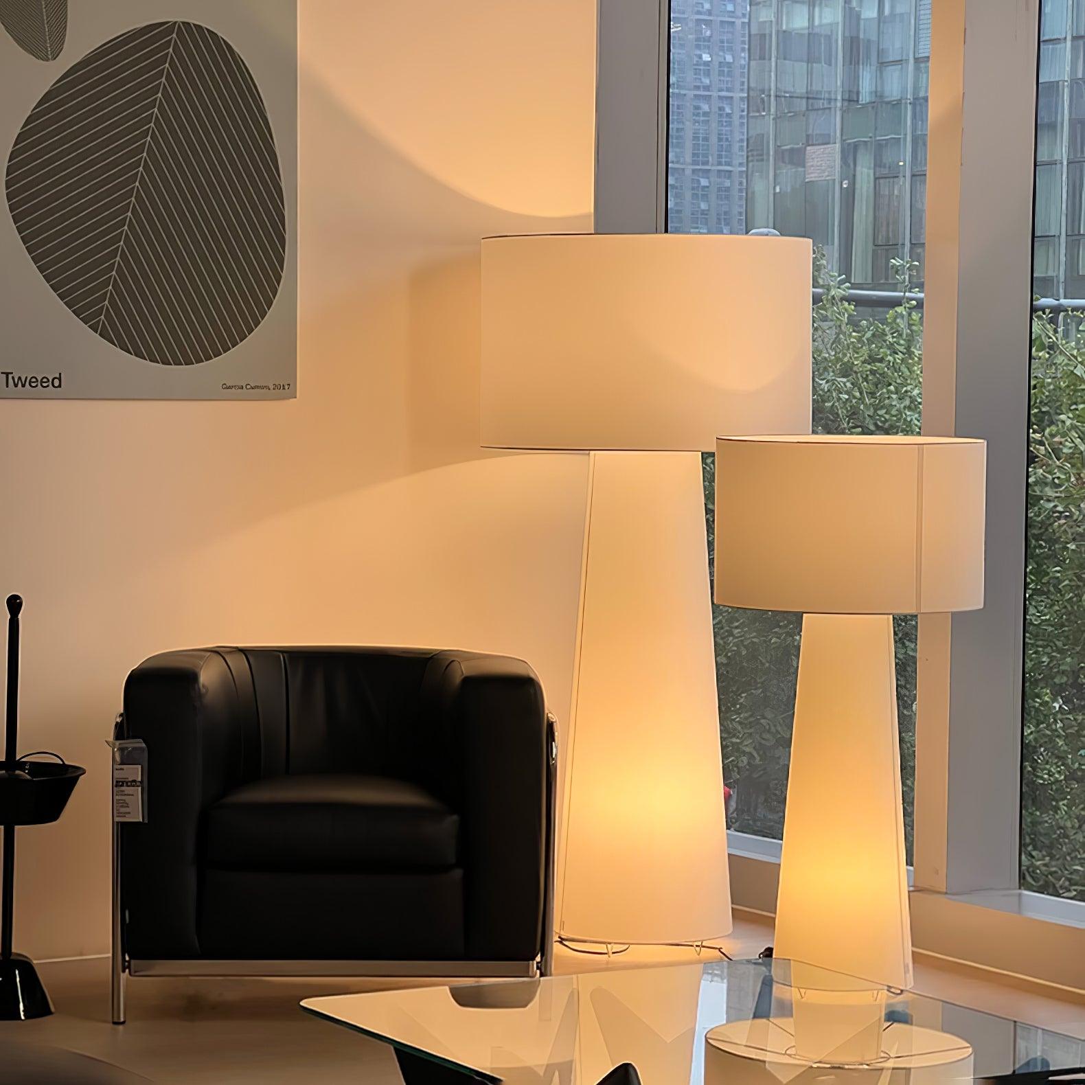 Modern Column White Fabric Floor Lamp Elegant Minimalist Cylinder Standing Light