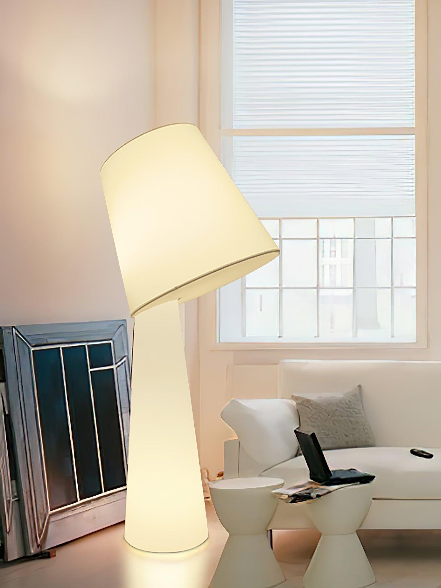 Modern Column White Fabric Floor Lamp Elegant Minimalist Cylinder Standing Light