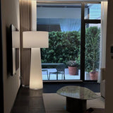 Modern Column White Fabric Floor Lamp Elegant Minimalist Cylinder Standing Light