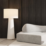 Modern Column White Fabric Floor Lamp Elegant Minimalist Cylinder Standing Light