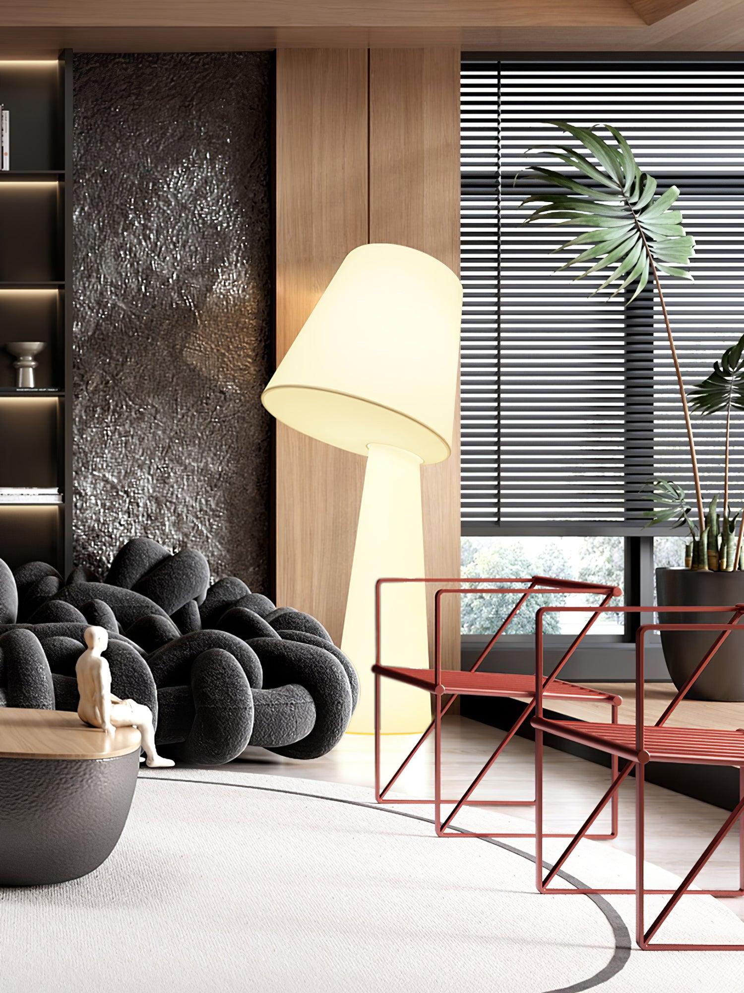 Modern Column White Fabric Floor Lamp Elegant Minimalist Cylinder Standing Light