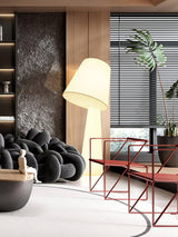 Modern Column White Fabric Floor Lamp Elegant Minimalist Cylinder Standing Light