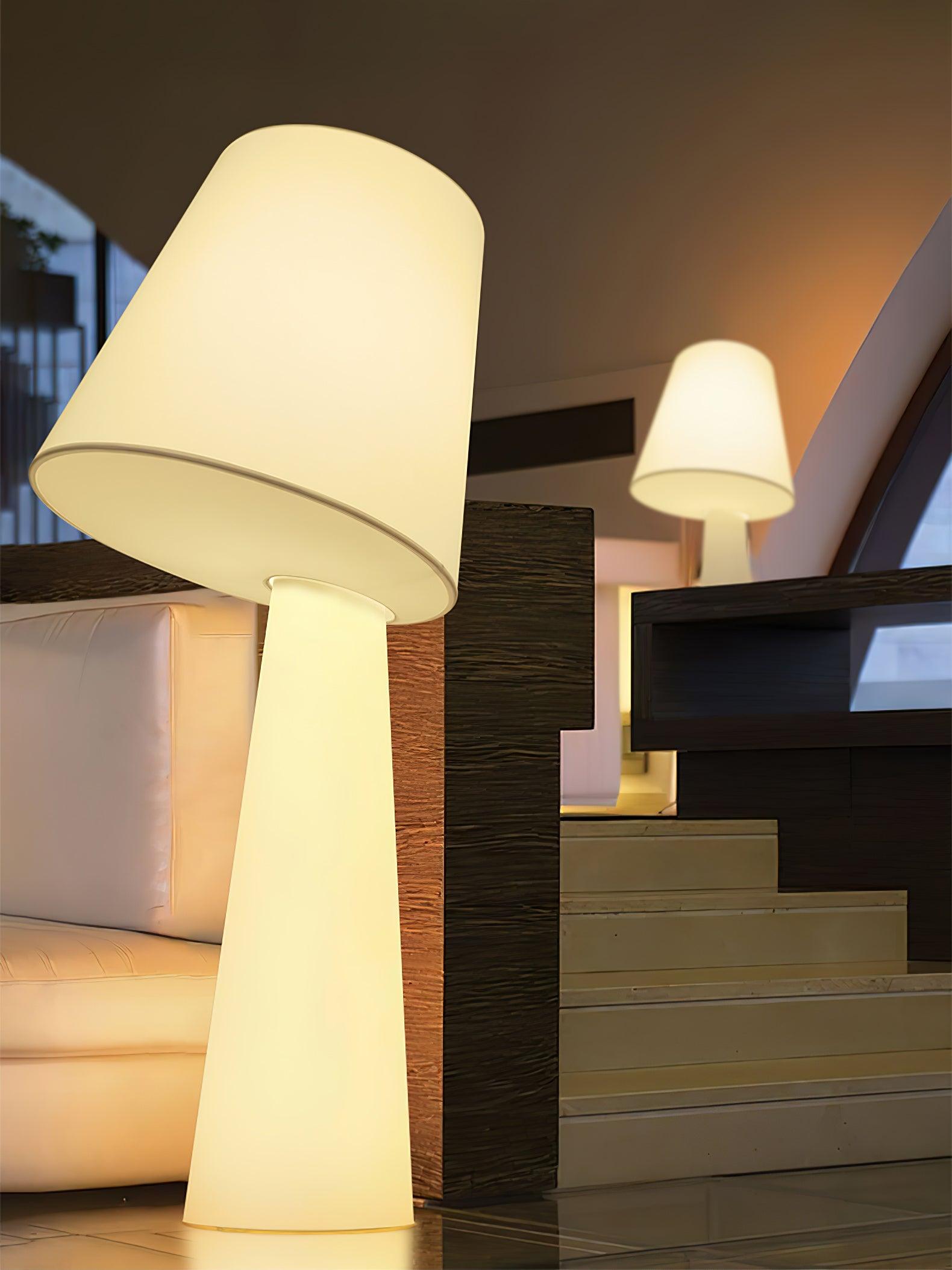 Modern Column White Fabric Floor Lamp Elegant Minimalist Cylinder Standing Light