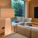 Modern Column White Fabric Floor Lamp Elegant Minimalist Cylinder Standing Light