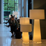 Modern Column White Fabric Floor Lamp Elegant Minimalist Cylinder Standing Light