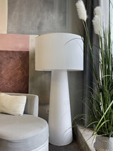 Modern Column White Fabric Floor Lamp Elegant Minimalist Cylinder Standing Light