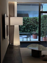 Modern Column White Fabric Floor Lamp Elegant Minimalist Cylinder Standing Light