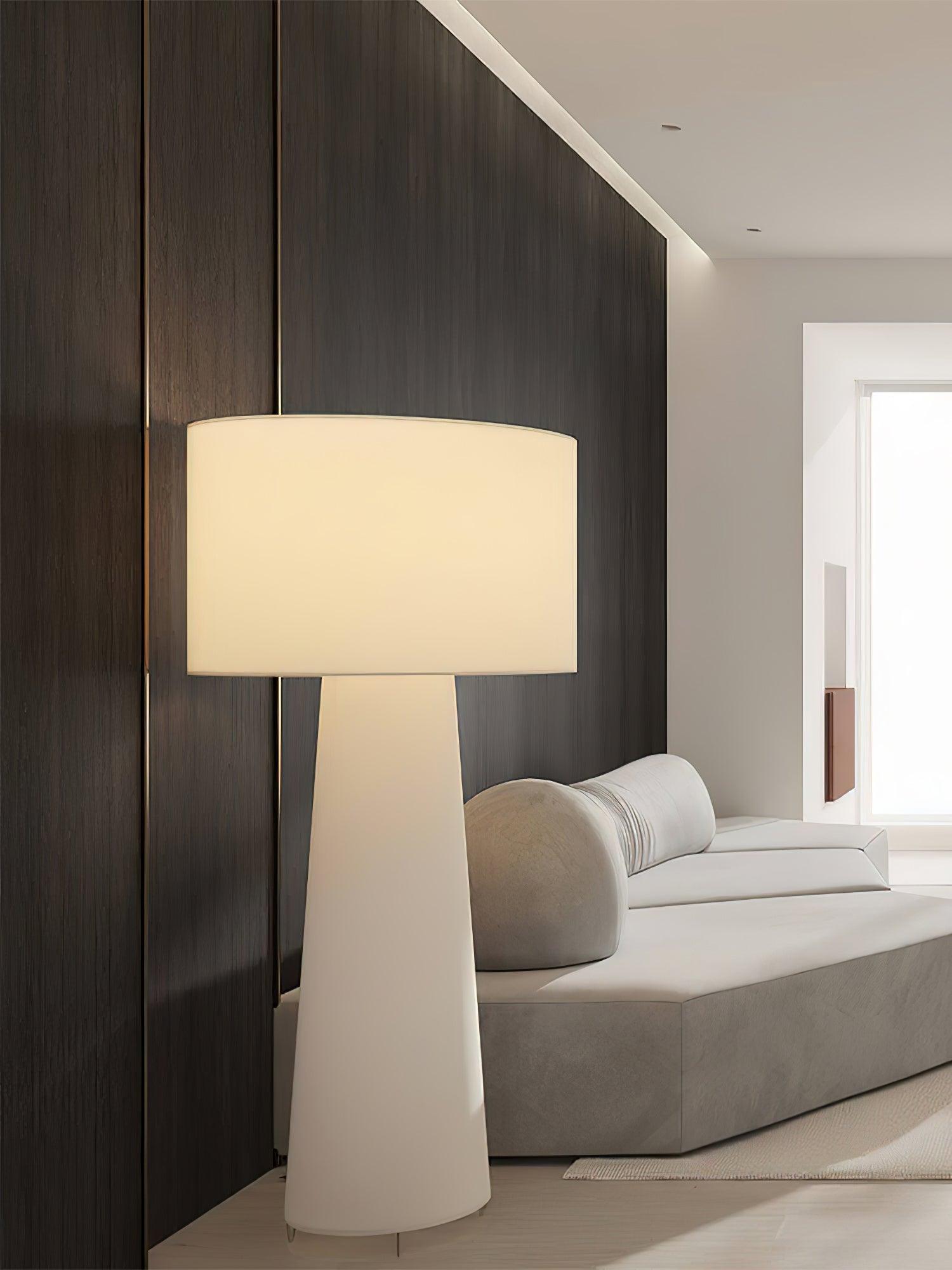 Modern Column White Fabric Floor Lamp Elegant Minimalist Cylinder Standing Light
