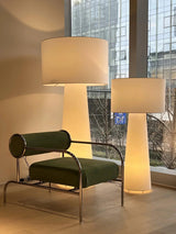Modern Column White Fabric Floor Lamp Elegant Minimalist Cylinder Standing Light