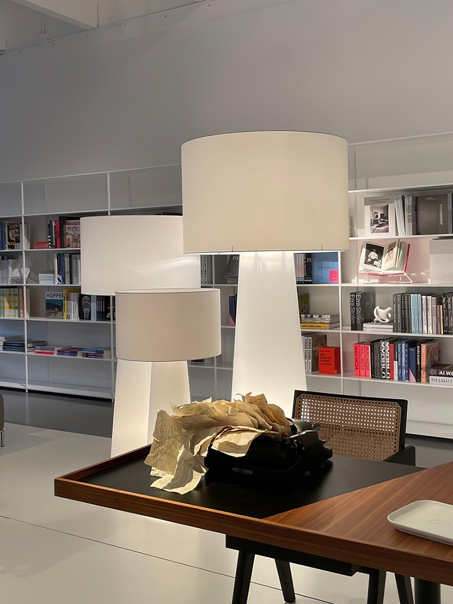 Modern Column White Fabric Floor Lamp Elegant Minimalist Cylinder Standing Light