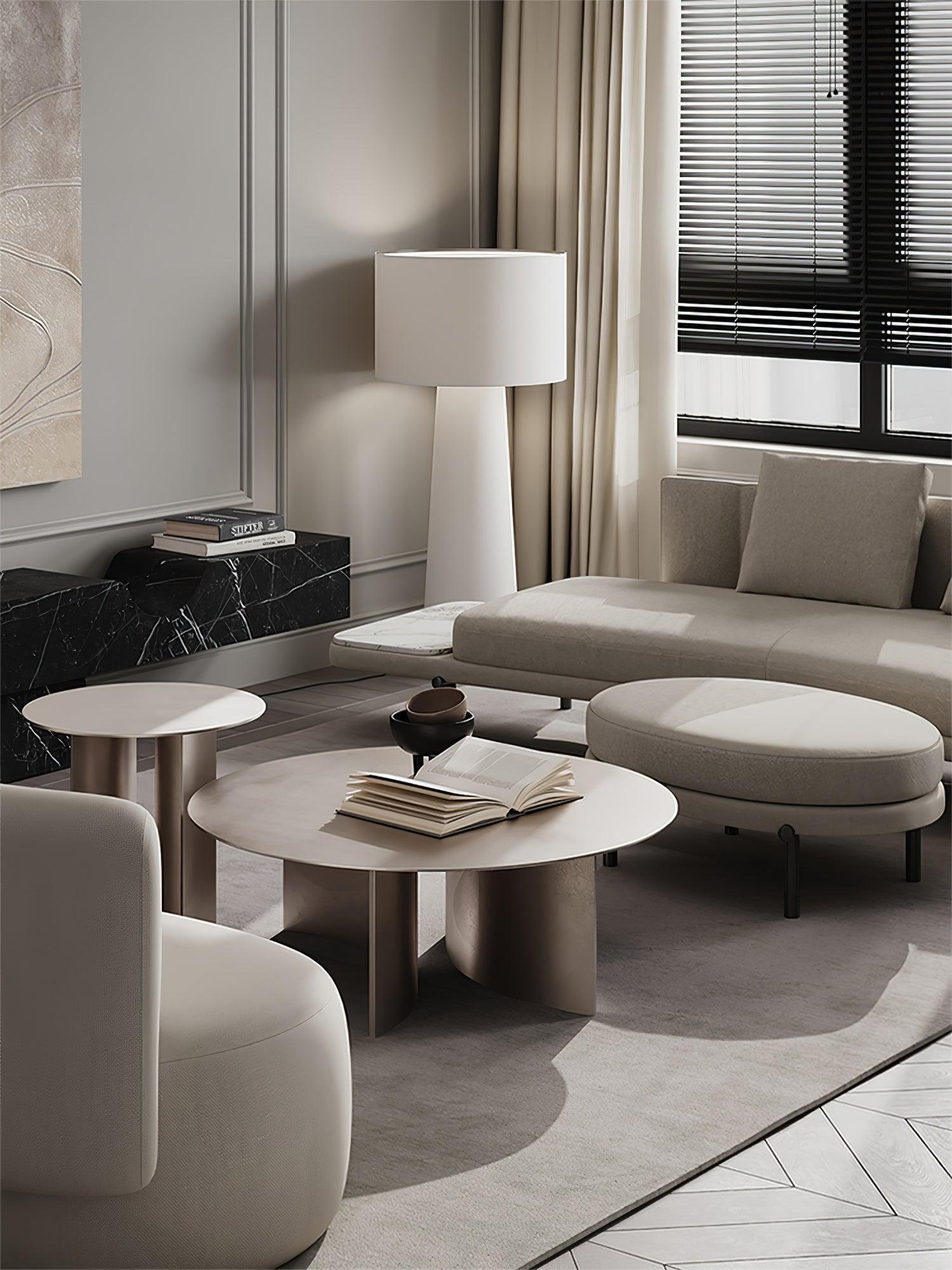 Modern Column White Fabric Floor Lamp Elegant Minimalist Cylinder Standing Light