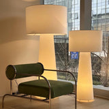 Modern Column White Fabric Floor Lamp Elegant Minimalist Cylinder Standing Light