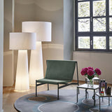 Modern Column White Fabric Floor Lamp Elegant Minimalist Cylinder Standing Light