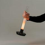 Minimalist Rechargeable Column Table Lamp Cordless Bedside Reading Light with Black Metal Body
