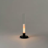Minimalist Rechargeable Column Table Lamp Cordless Bedside Reading Light with Black Metal Body