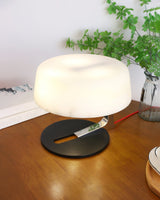 Modern Natural Alabaster Desk Lamp with Polished Metal Base and LED G9 Socket