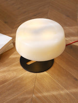 Modern Natural Alabaster Desk Lamp with Polished Metal Base and LED G9 Socket