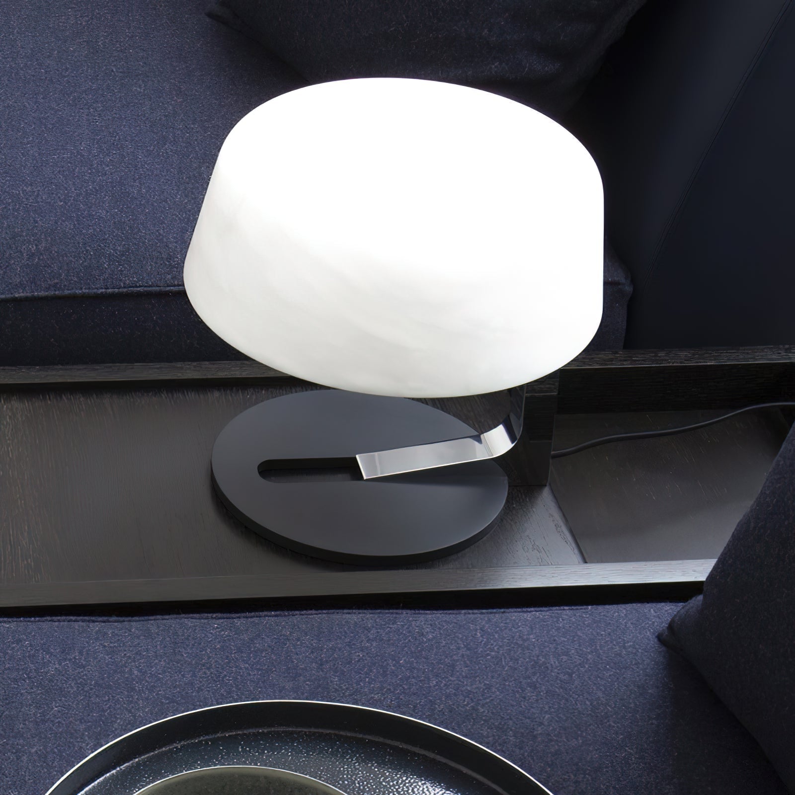 Modern Natural Alabaster Desk Lamp with Polished Metal Base and LED G9 Socket