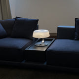 Modern Natural Alabaster Desk Lamp with Polished Metal Base and LED G9 Socket