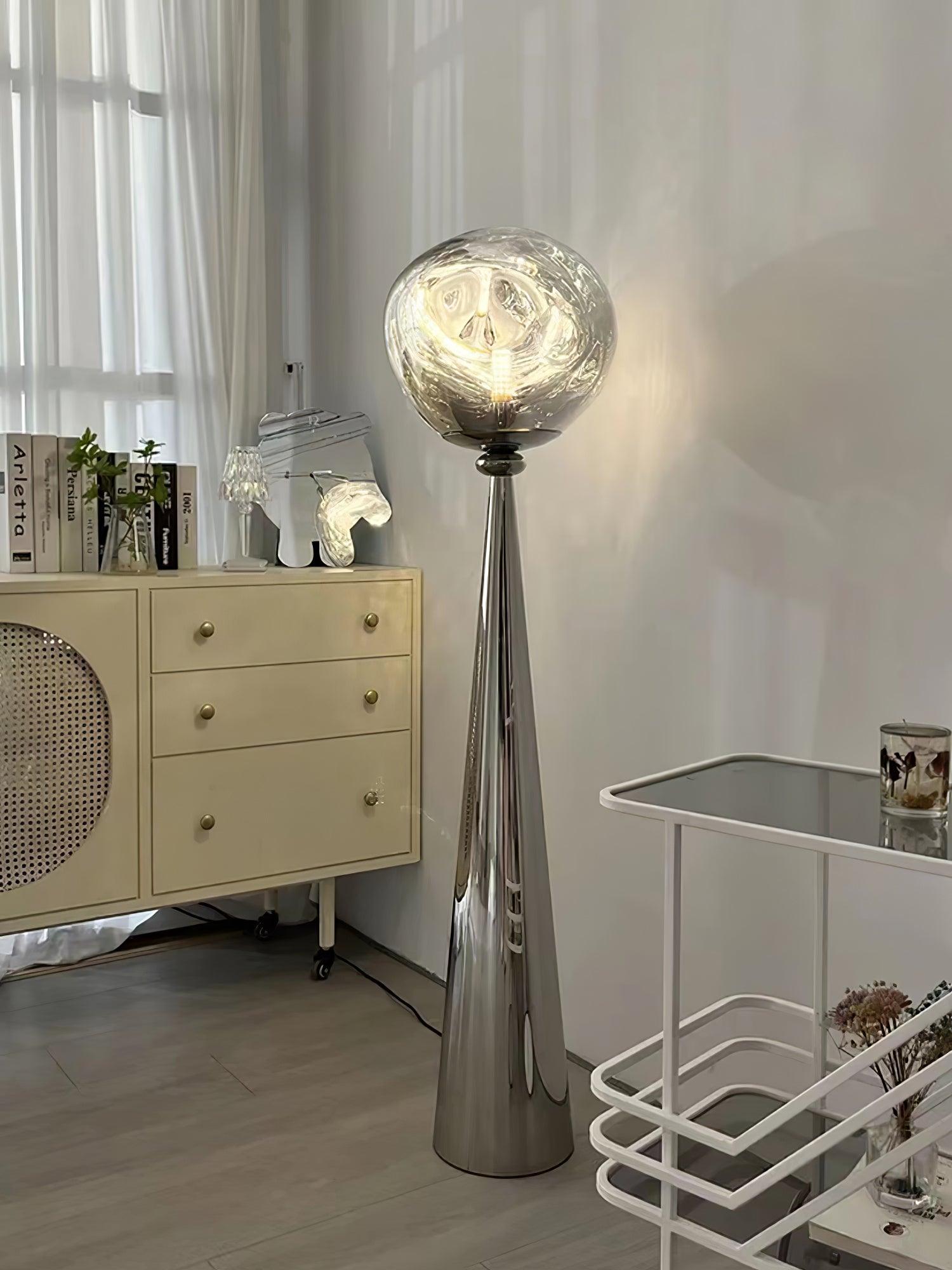 Modern Melt Glass Cone Floor Lamp Tall Decorative Standing Light