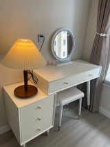 Modern Scandinavian Wooden Table Lamp with White Pleated Fabric Cone Shade