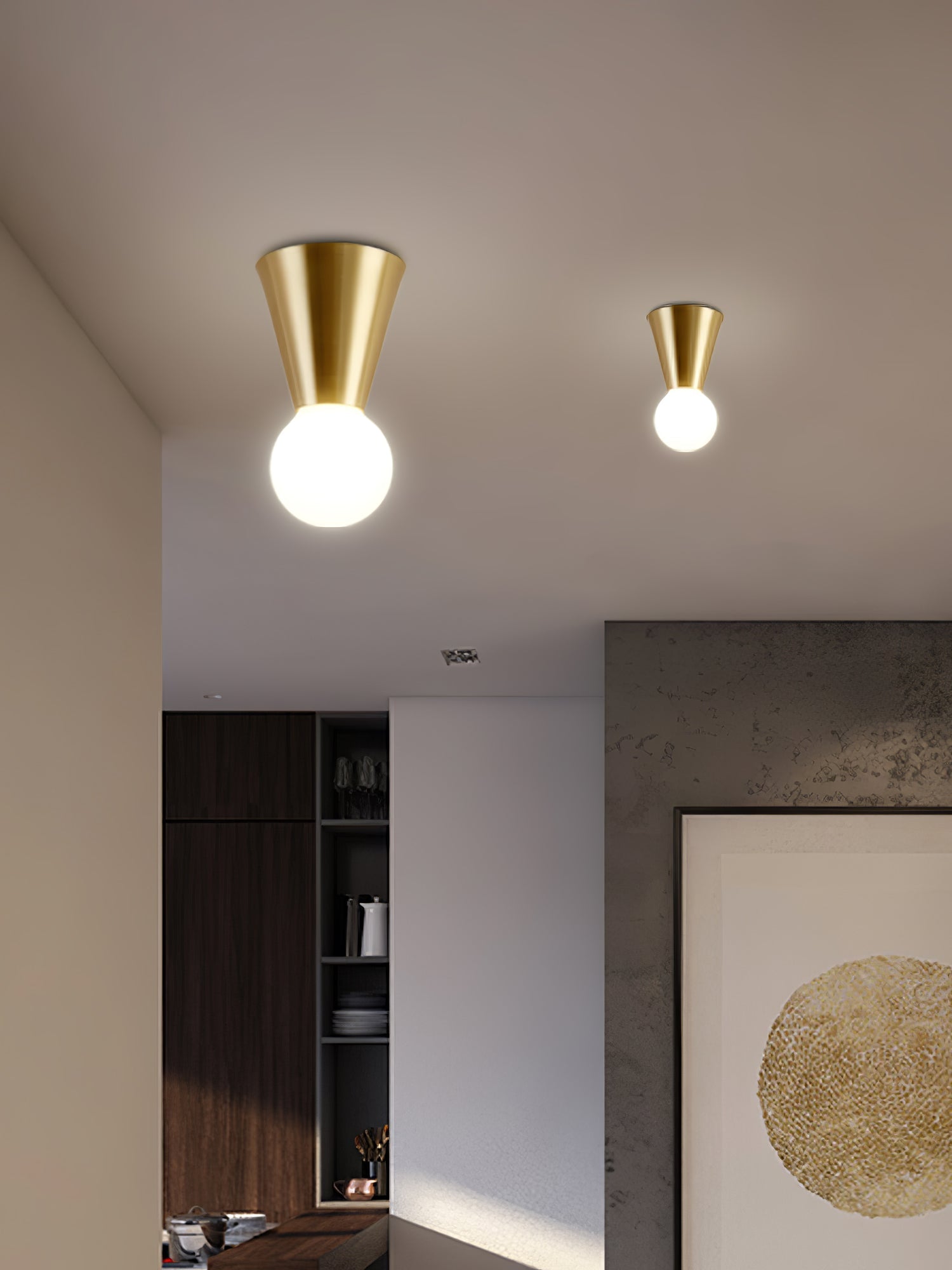 Modern Minimalist Conical Glass Ceiling Light Fixture for Indoor Use