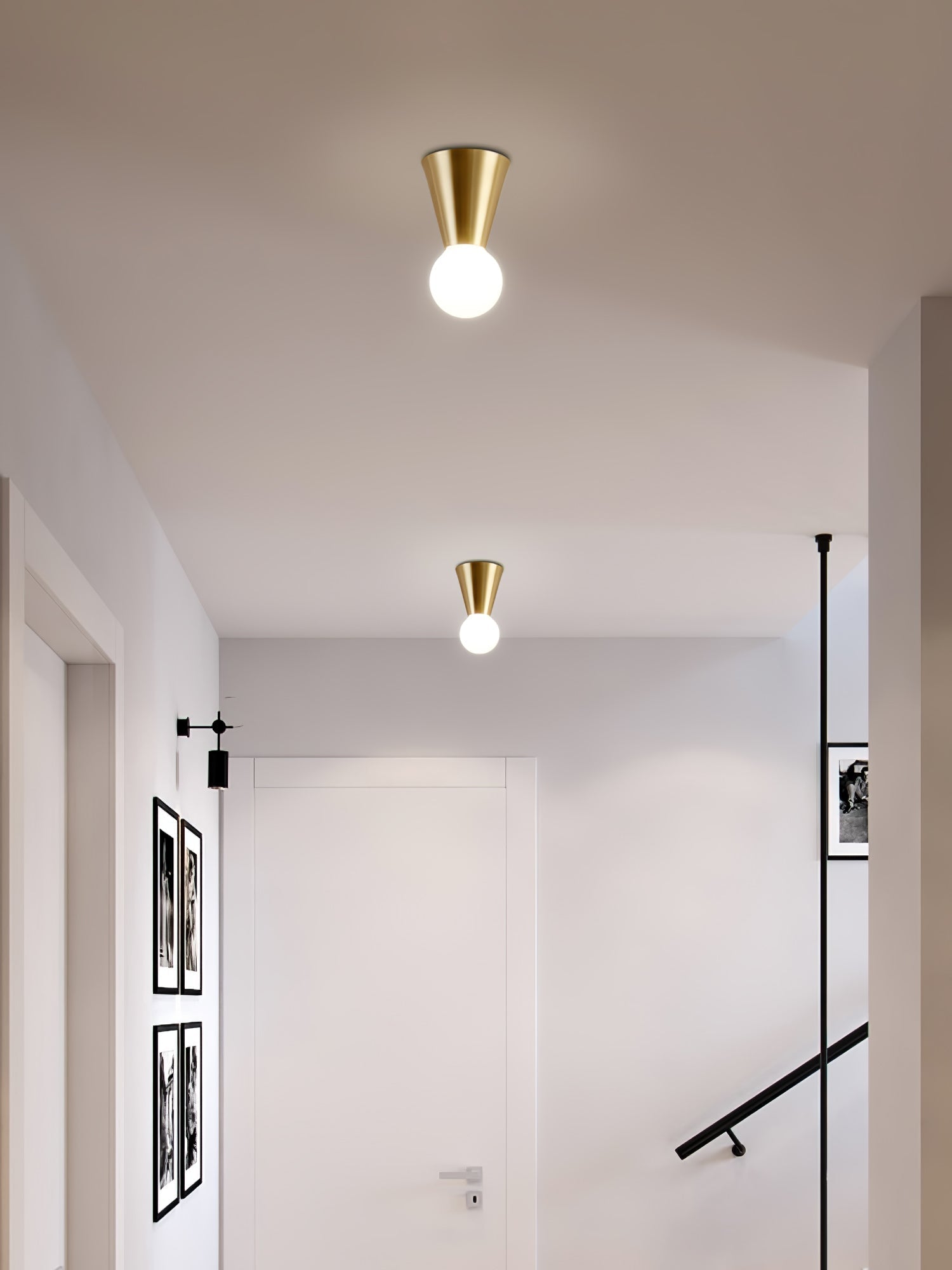 Modern Minimalist Conical Glass Ceiling Light Fixture for Indoor Use