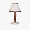 Modern Walnut Conical Table Lamp with White Fabric Shade and Marble Base