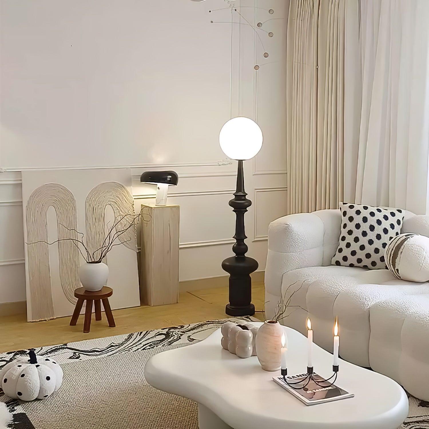Roman Column Ambient Floor Lamp Classical Resin Standing Light for Living Room Bedroom