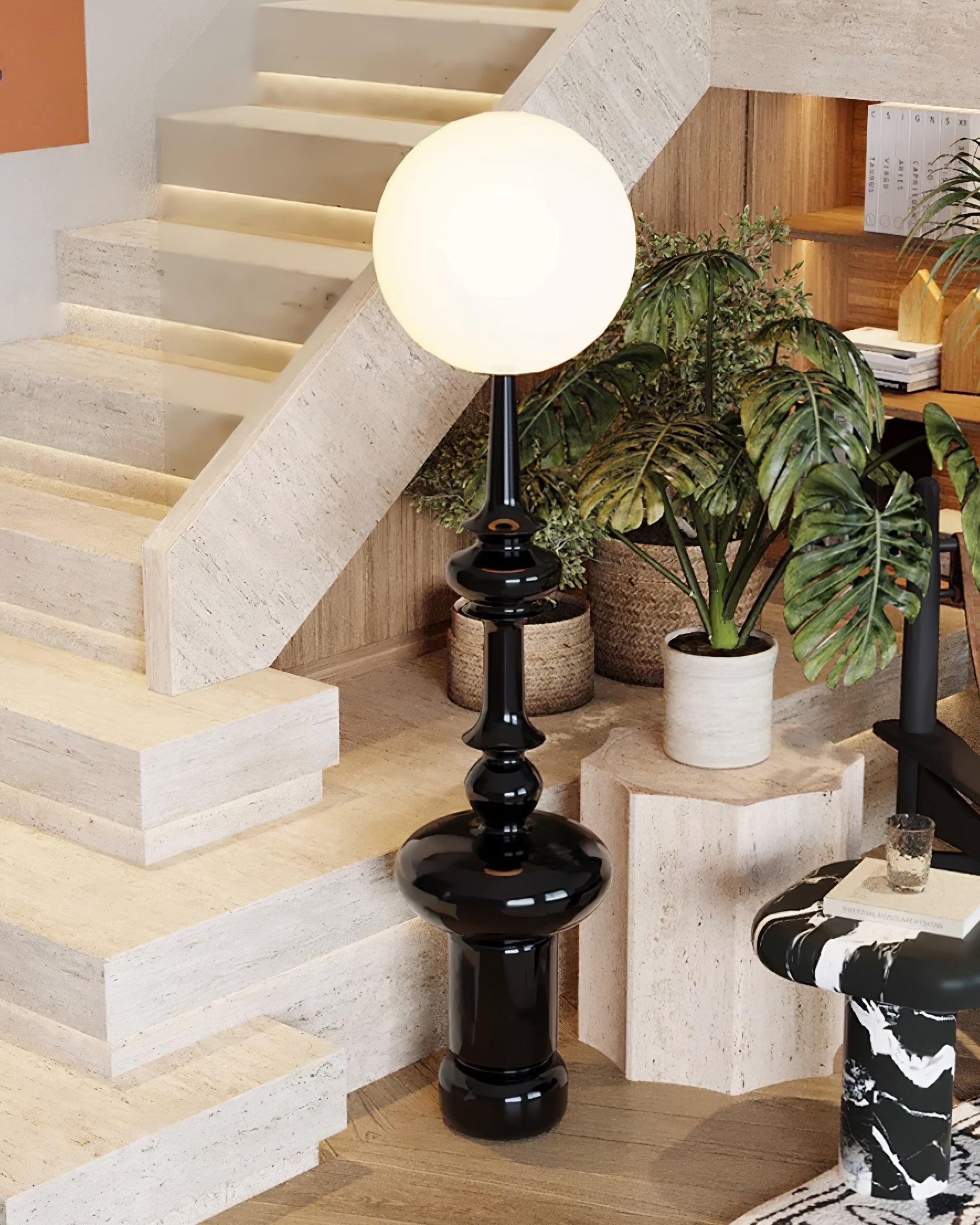 Roman Column Ambient Floor Lamp Classical Resin Standing Light for Living Room Bedroom