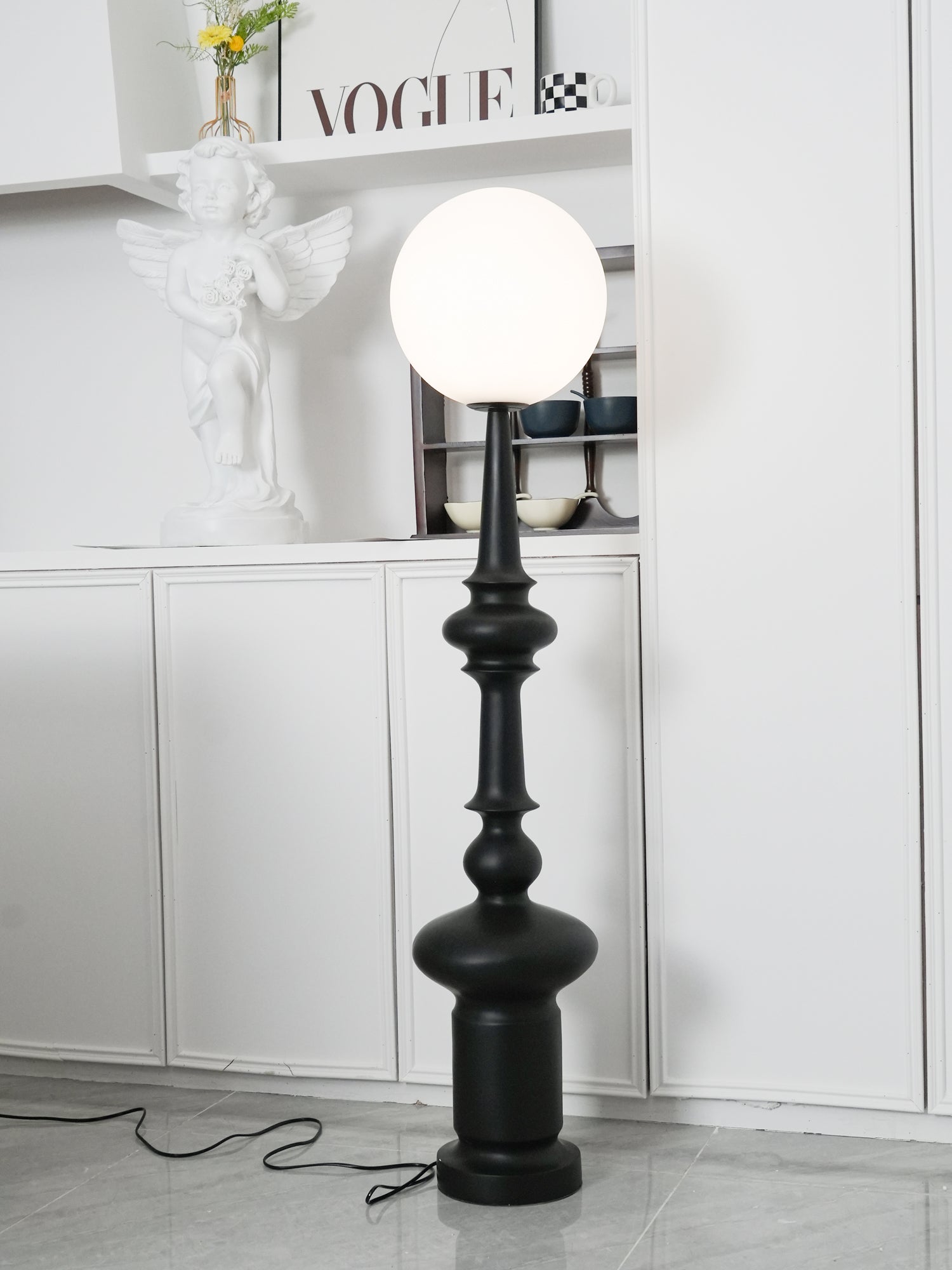 Roman Column Ambient Floor Lamp Classical Resin Standing Light for Living Room Bedroom