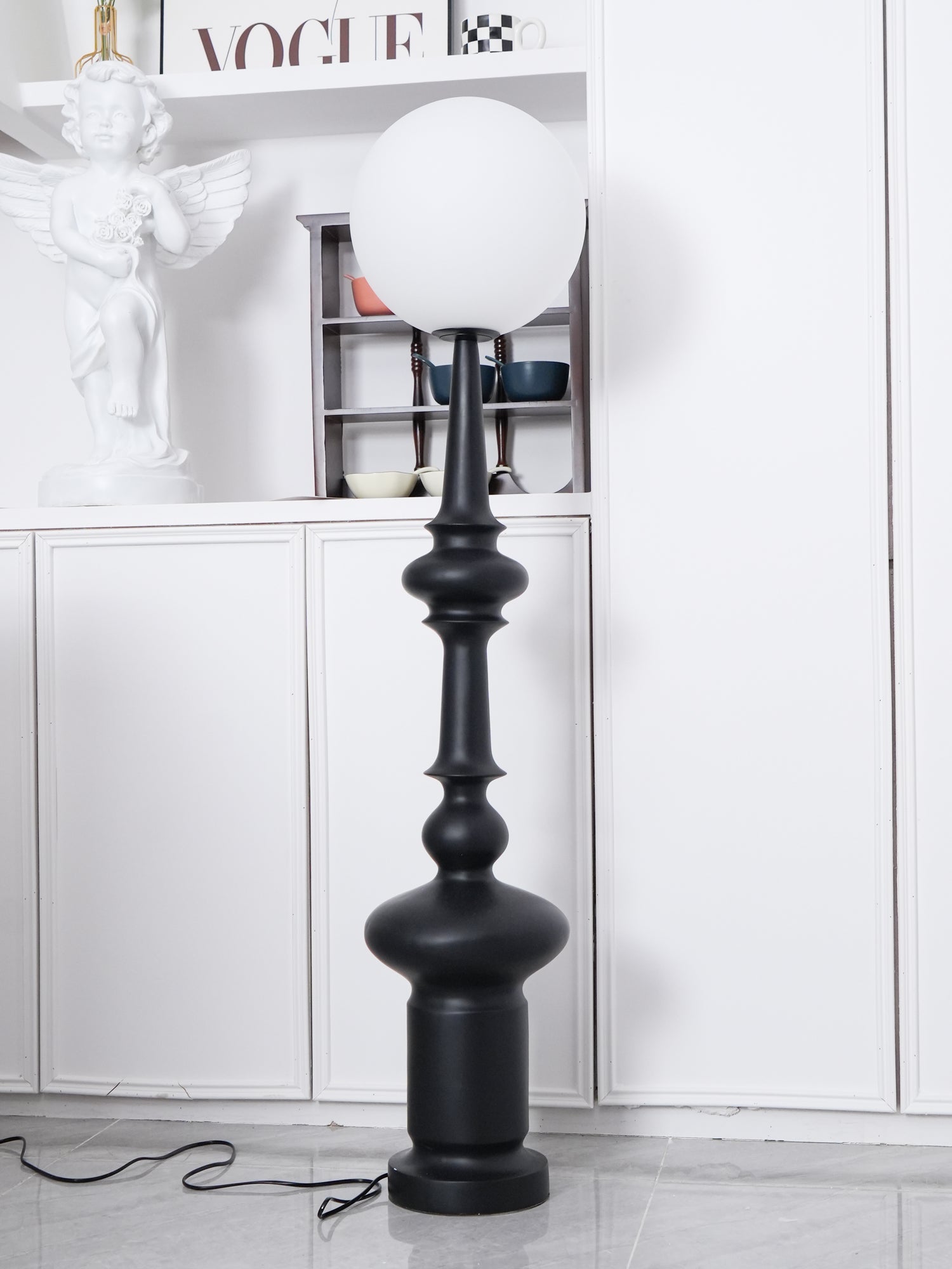 Roman Column Ambient Floor Lamp Classical Resin Standing Light for Living Room Bedroom