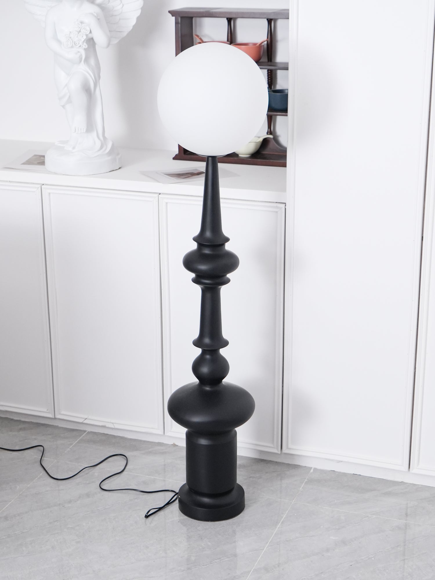 Roman Column Ambient Floor Lamp Classical Resin Standing Light for Living Room Bedroom