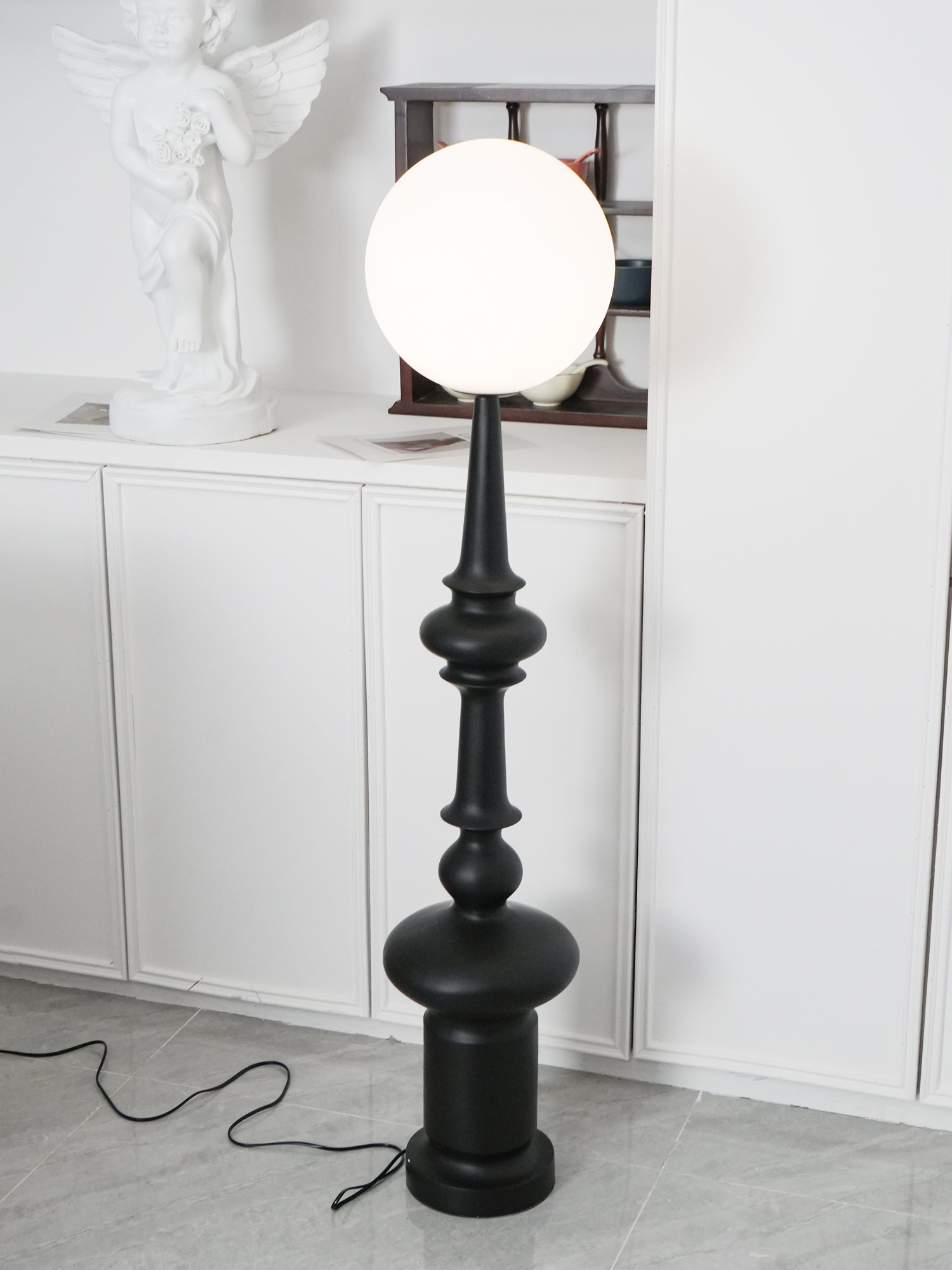 Roman Column Ambient Floor Lamp Classical Resin Standing Light for Living Room Bedroom