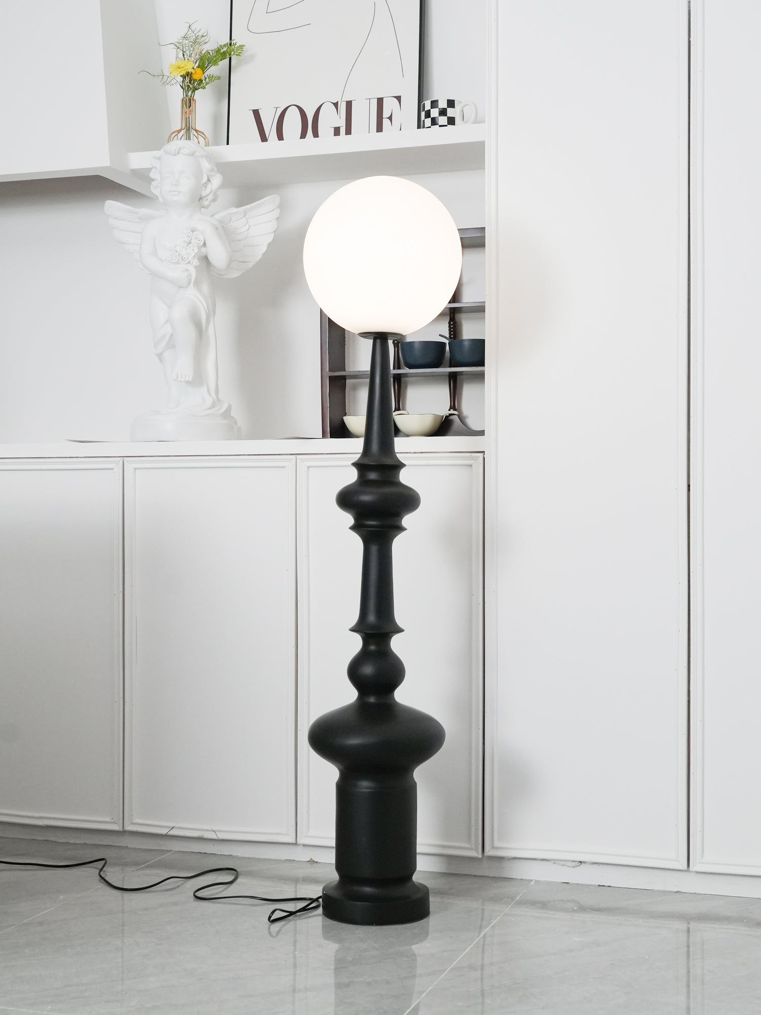 Roman Column Ambient Floor Lamp Classical Resin Standing Light for Living Room Bedroom