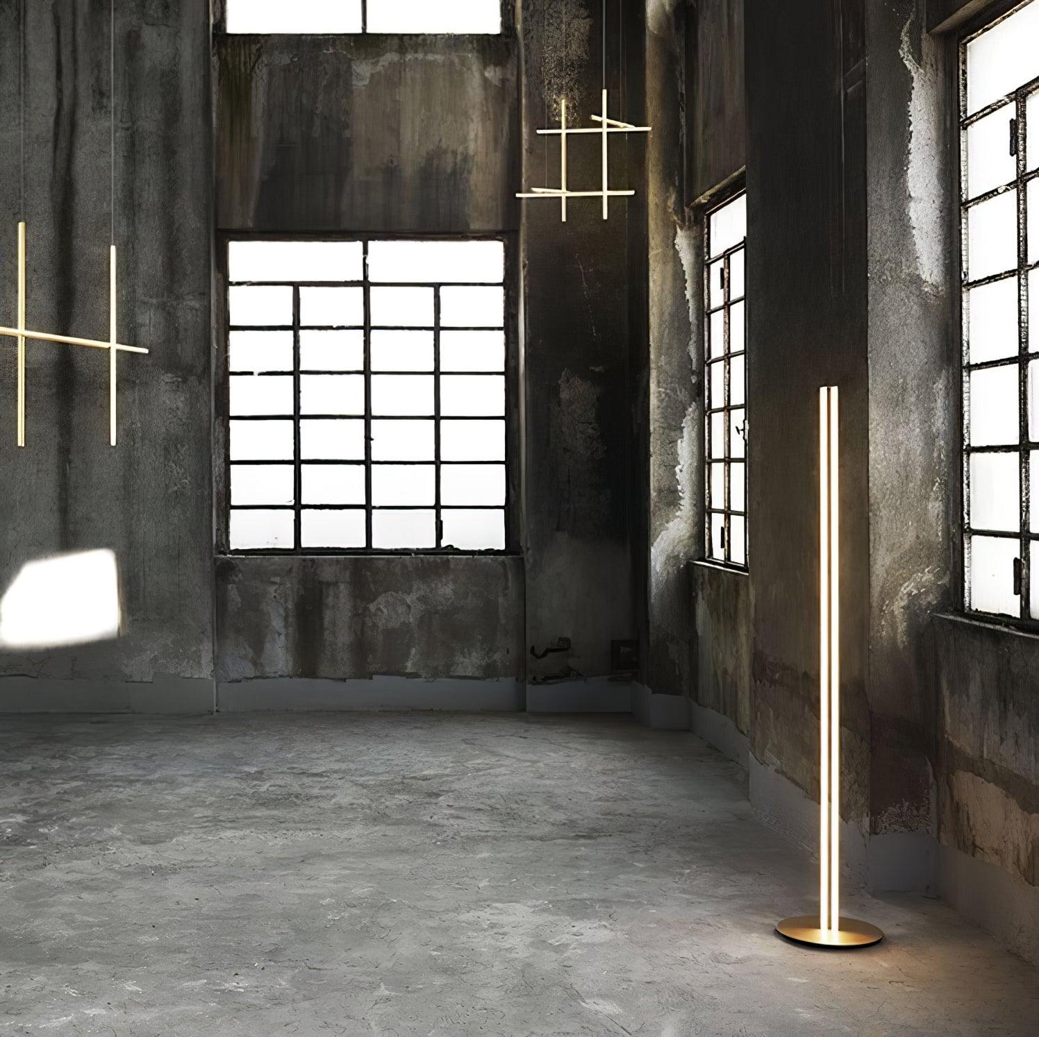 Modern Architectural LED Torchiere Floor Lamp with Minimalist Grid Design