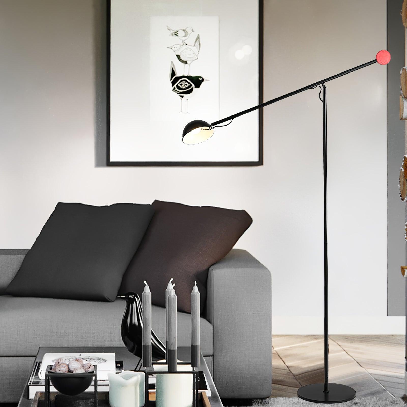 Precision Movement Adjustable LED Floor Lamp Modern Ambient Standing Light in Black and Red