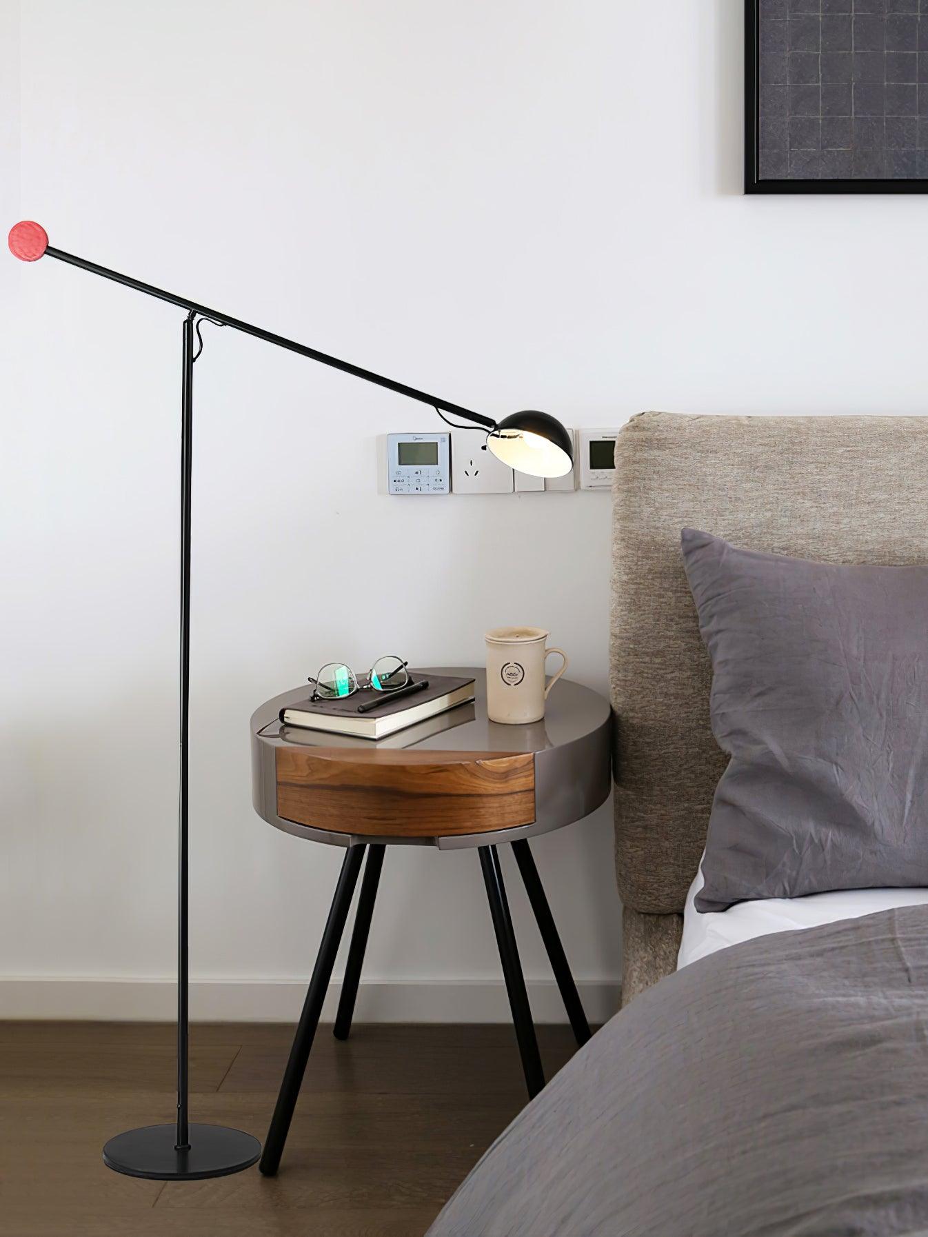 Precision Movement Adjustable LED Floor Lamp Modern Ambient Standing Light in Black and Red