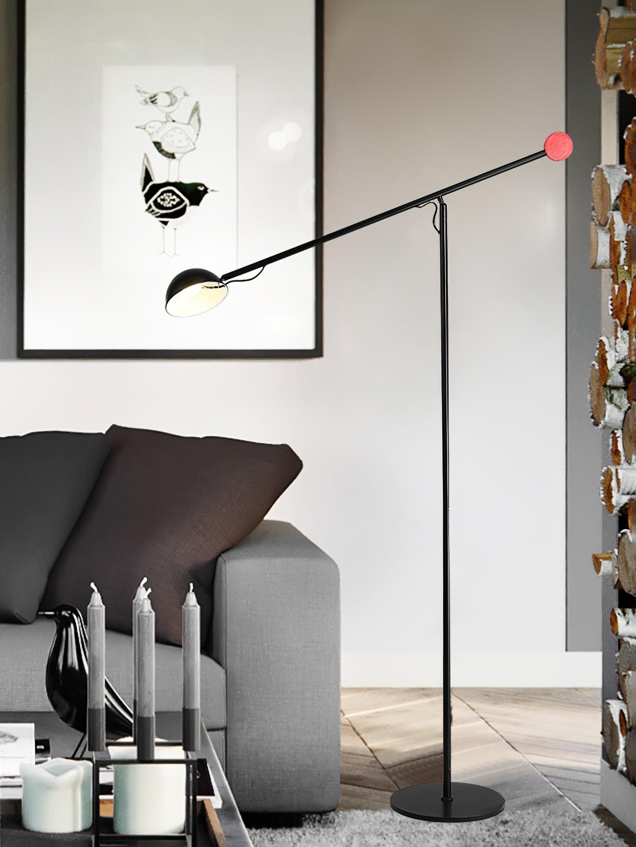 Precision Movement Adjustable LED Floor Lamp Modern Ambient Standing Light in Black and Red