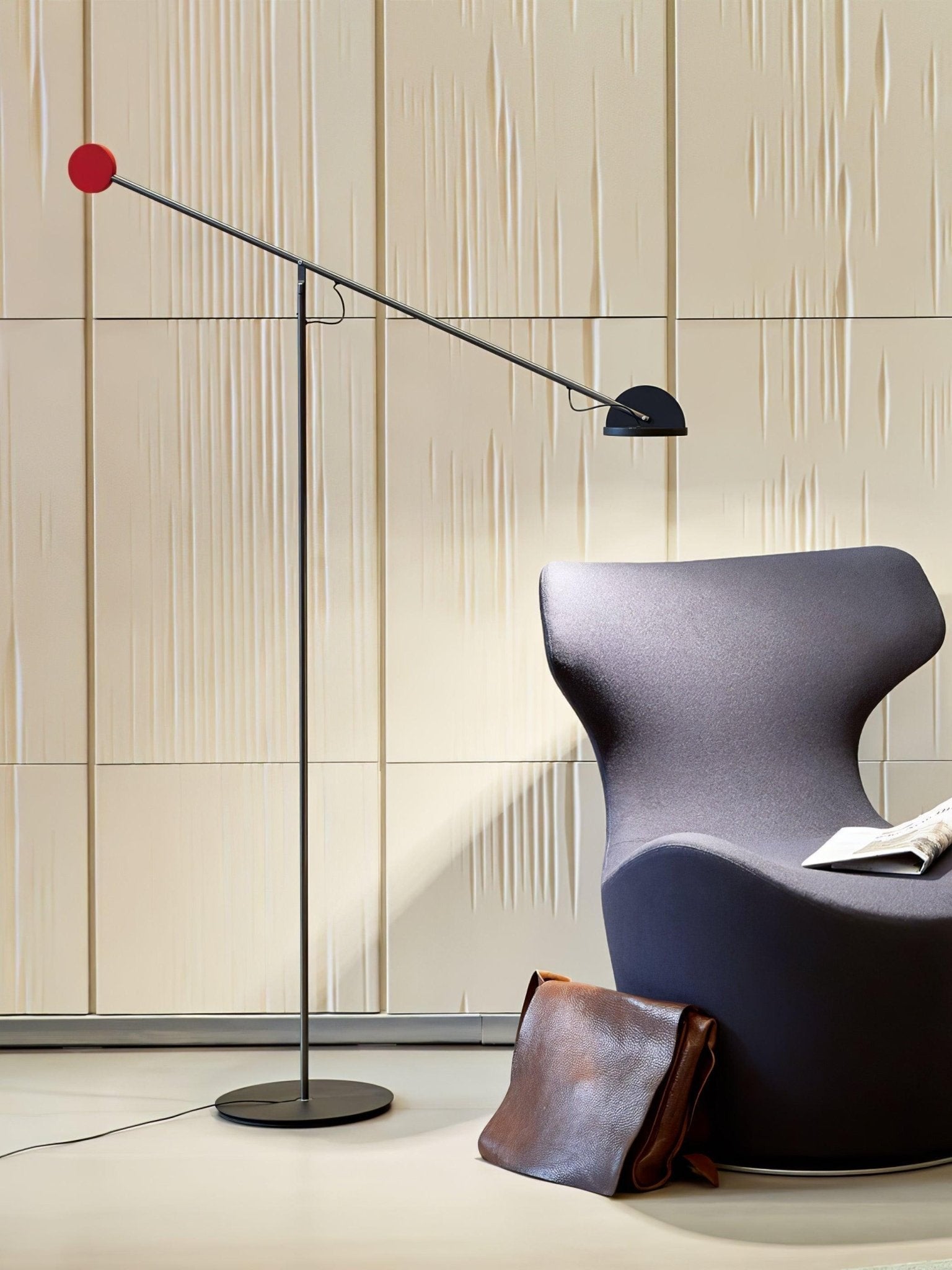 Precision Movement Adjustable LED Floor Lamp Modern Ambient Standing Light in Black and Red