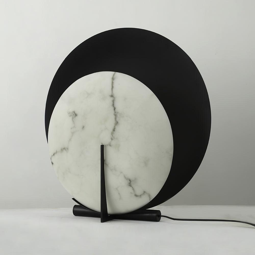 Asteria Alabaster Table Lamp Modern Black Metal Desk Light with Natural Stone Discs