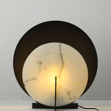 Asteria Alabaster Table Lamp Modern Black Metal Desk Light with Natural Stone Discs