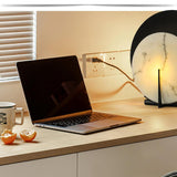 Asteria Alabaster Table Lamp Modern Black Metal Desk Light with Natural Stone Discs
